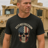 Load image into Gallery viewer, ☠️ Defend Freedom Tee – Patriot Reaper Edition